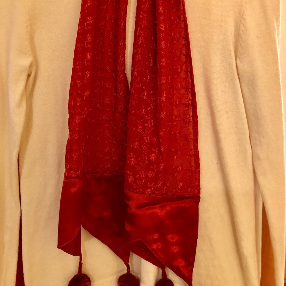 NEW SCARF with ornate balls - BEAUTIFUL COLORS!